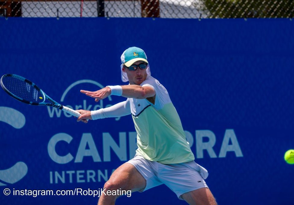 Australian Tennis Player Marc Polmans during a match in Canberra.