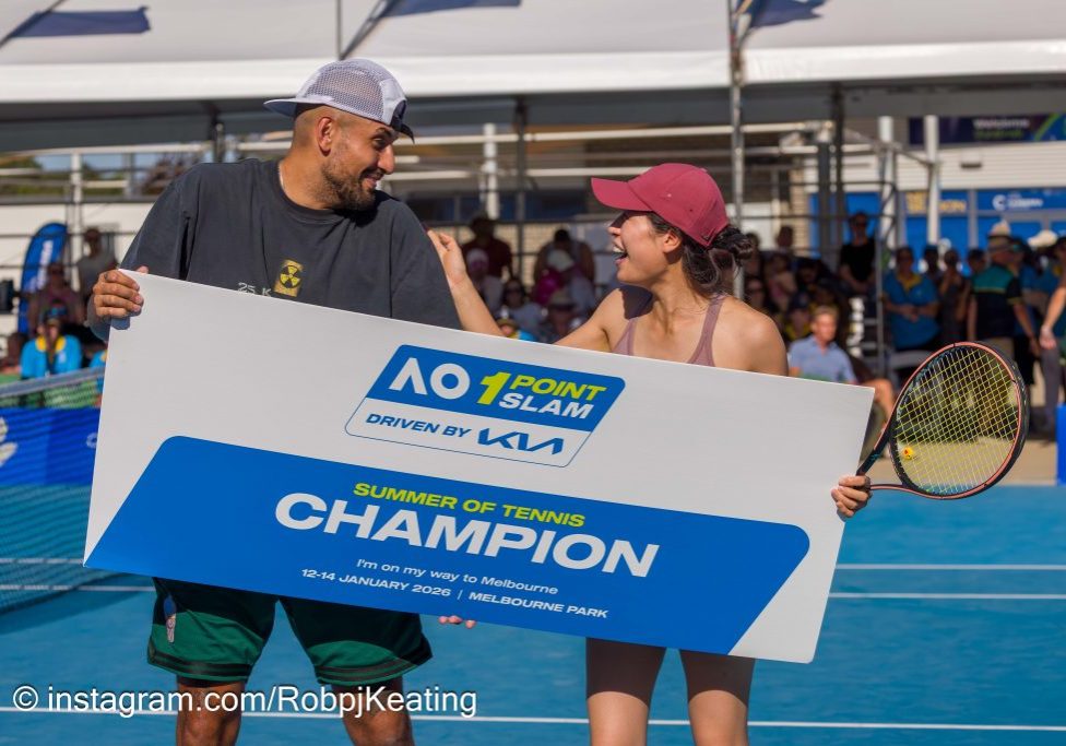 2026 Workday Canberra International Tennis AO 1pt slam. Nick Kyrgios with Yanping.