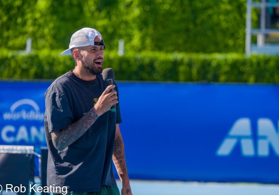 2026 Workday Canberra International Tennis AO 1pt slam. Nick Kyrgios selecting players from the crowd.
